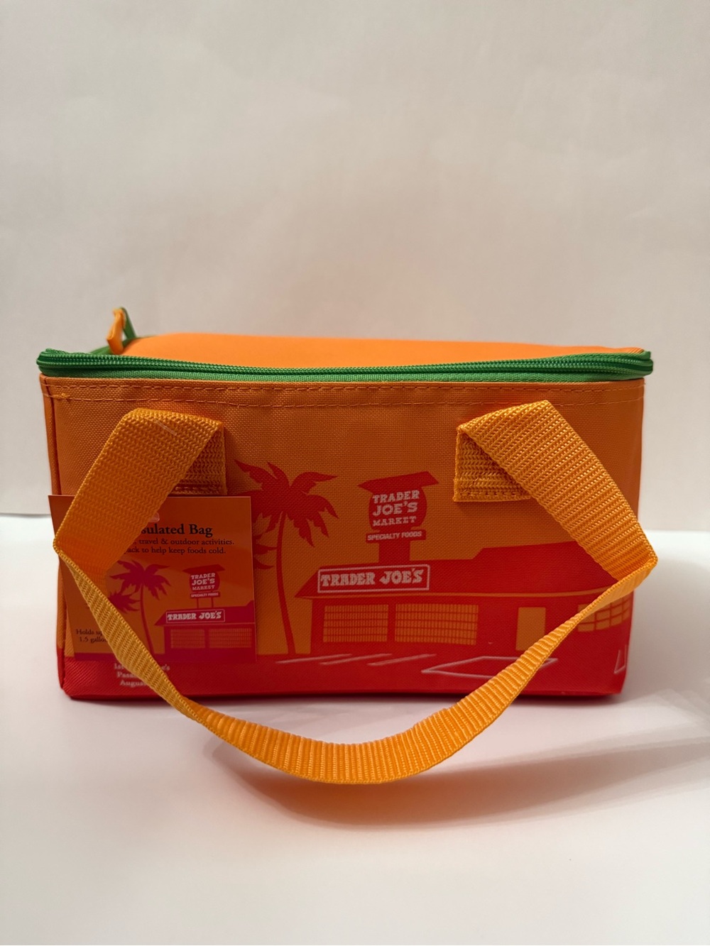 Trader Joe's Mini Insulated Bag - Orange with Green Trim
